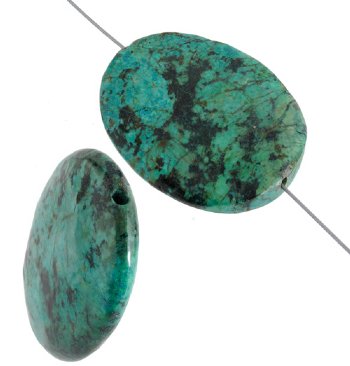 1 40x30mm African Turquoise Flat Oval Bead