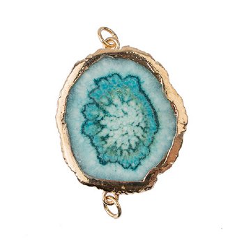 1, 30x40mm Baby Blue Solar Quartz Connector with Gold Electroplated Loops and Bezel