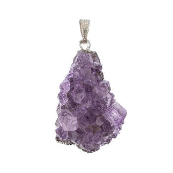 1, 20x25mm Amethyst Cluster with Imitation Rhodium Plated Bail