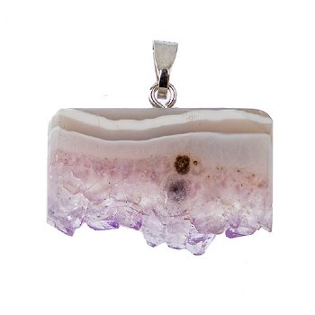 1, Amethyst Geo Slab with Imitation Rhodium Plated Bail
