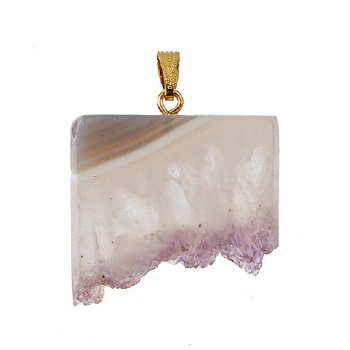 1, Amethyst Geo Slab with Gold Plated Bail