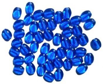 50 8x6mm Transparent Sapphire Flat Oval Glass Beads