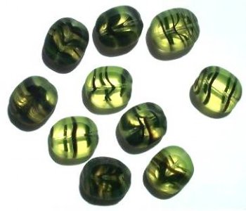 10 14mm Flat Cut Oval Window Bead Olive Tortoise