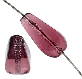 25 13x6mm Four Sided Transparent Amethyst Drop Beads