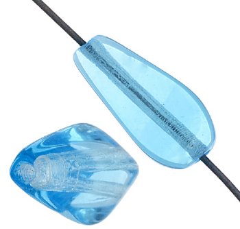 25 13x6mm Four Sided Transparent Aqua Drop Beads