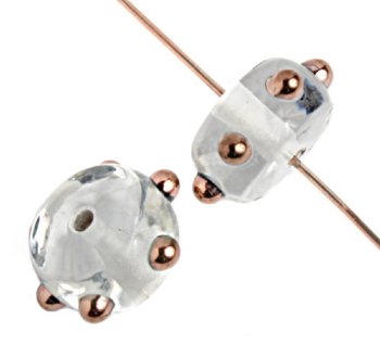 1 7x11mm Clear with Bronze Dot Lampwork Rondelle Beads