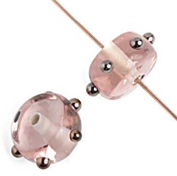 1 7x11mm Rose with Bronze Dot Lampwork Rondelles