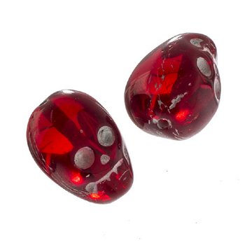 10 15mm Red Glass Skull Beads