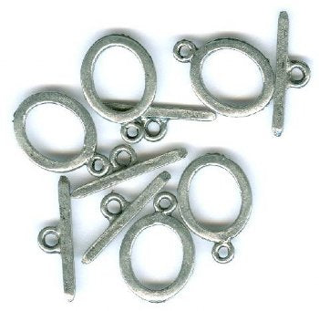 5 16mm Antique Silver Plain Oval Toggle Clasps