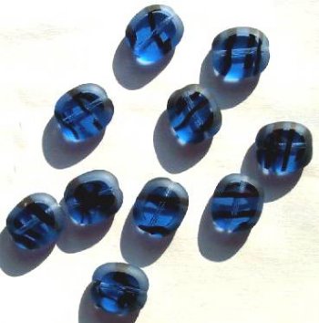 10 14mm Flat Cut Oval Window Bead Sapphire Tortoise