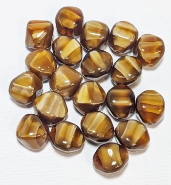 20, 12x10mm Four Sided Satin Caramel Bicone / Lantern Beads