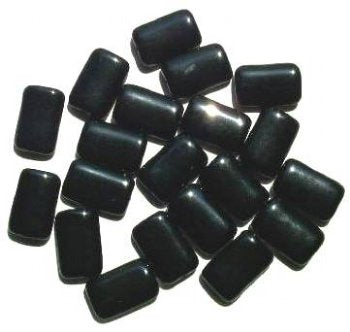 20 18mm Black Chiclet Glass Beads