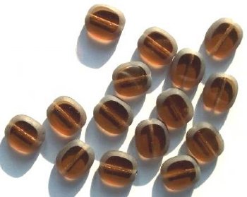 10 14mm Flat Cut Oval Window Bead Smoked Topaz
