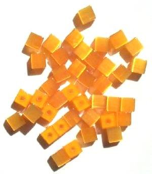 40 4mm Orange Fiber Optic Cat Eye Cube Beads