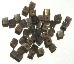 40 4mm Smoke Topaz Fiber Optic Cat Eye Cube Beads