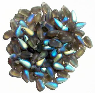 50 5x10mm Transparent Matte Black Diamond AB Drop Beads