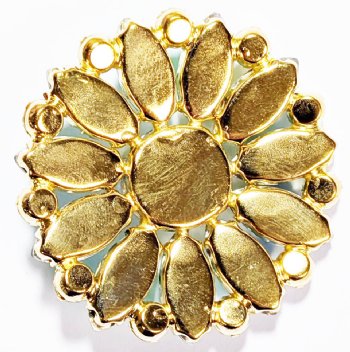 1, 45mm Green AB and Gold Round Sew On Motif