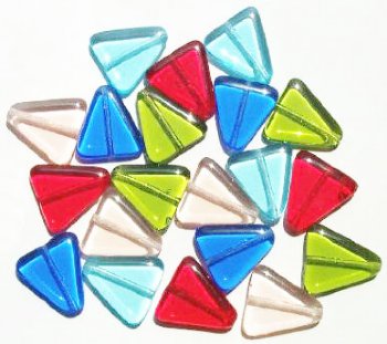 20 18mm Transparent Flat Triangle Beads Mix Pack