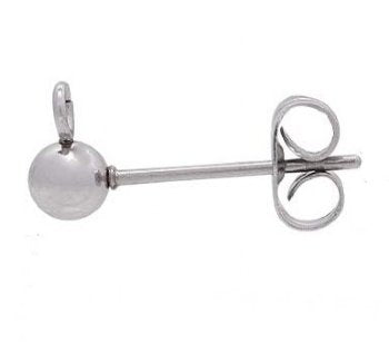 10 Pairs of 4mm Stainless Steel Ball Stud Earrings with Clutch