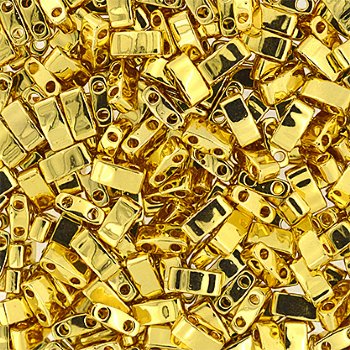 TLHC-0191 5.2 Grams Gold Plated Half Cut Two Hole Miyuki Tila Beads