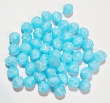 50 8mm Satin Aqua Glass Rose Beads