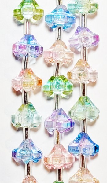 7 Inch Strand Crystal Lane 8x6mm Pastel Two Tone Flower Beads