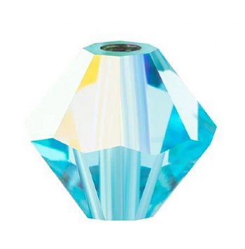 25, 6mm Aqua Bohemica AB Preciosa Rondell / Bicone Beads