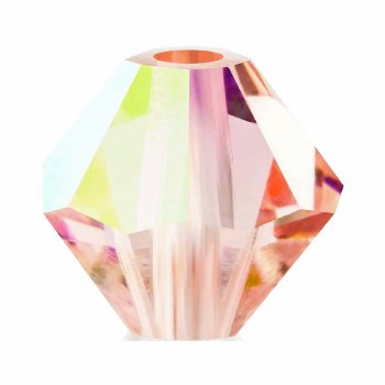 25, 6mm Light Rose AB Preciosa Rondell / Bicone Beads