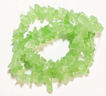 16-inch Strand of Dyed Milky Green Glass Chips