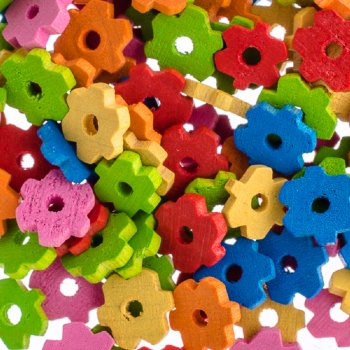 100 9x2mm Multi Mix Flower Wood Beads
