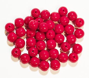 25 8mm Round Opaque Dark Red Glass Beads