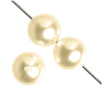 16 inch strand of 10mm Round Cream Glass Pearl Beads