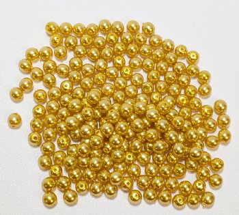 100 4mm Bright Gold Round Glass Pearl Beads