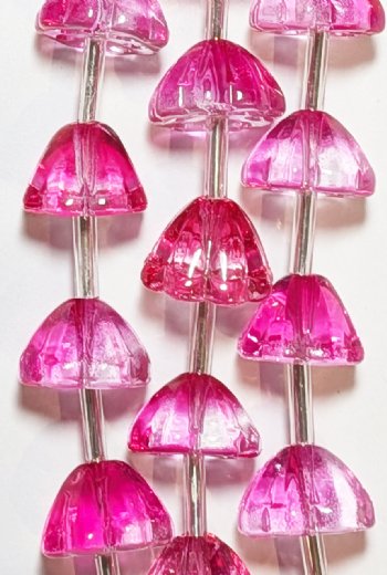 7 Inch Strand Crystal Lane 10mm Transparent Crystal and Fuchsia Cupped Flower Beads