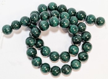 16 inch strand 10mm Round Reclaimed Malachite Beads