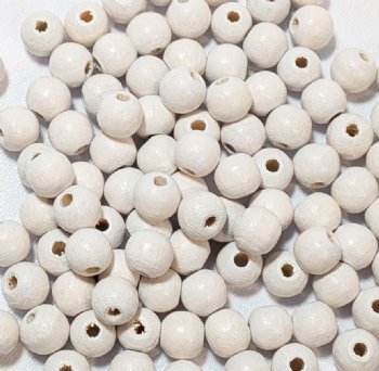 100 6mm White Round Wood Beads