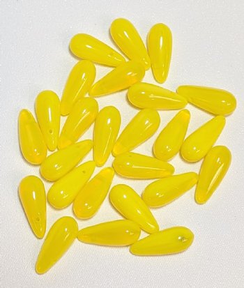25 16x7mm Milky Yellow Opal Drop Beads