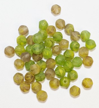 50 6mm Matte Green Marble Bumpy Nugget Round Glass Beads