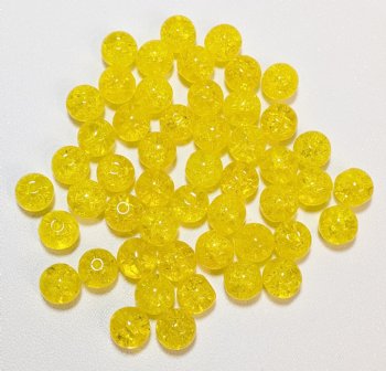 50 8mm Transparent Yellow Crackle Glass Beads