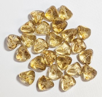 20 10mm Transparent Light Topaz Speckle Triangular Nugget Beads