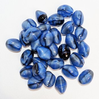 25 12x9mm Satin Sapphire Tortoise Twisted Oval Beads