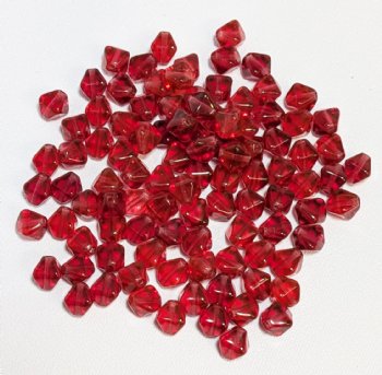 100 6mm Transparent Fuchsia Red Glass Bicone Beads