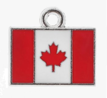 1, 17x19mm Antique Silver and Epoxy Canadian Flag Pendant / Charm