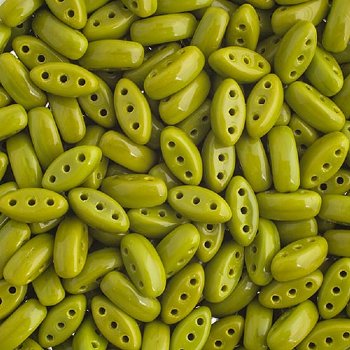 50, 8x3mm Opaque Olive 3 Hole Czech Glass Cali Beads