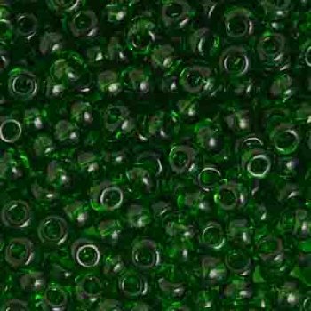 20 Gram Vial of 2/0 Transparent Medium Green Seed Beads