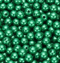 100 6mm Emerald Green Pearl Acrylic Beads