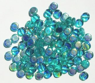 100 6x3mm Transparent Blue Zircon AB Disk Beads