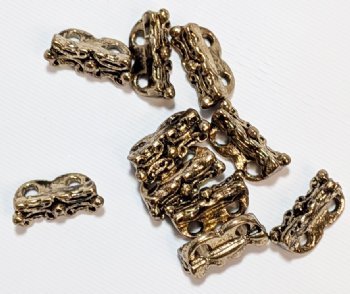 10, 4x10mm Two Hole Fancy Antique Gold Spacer Bars