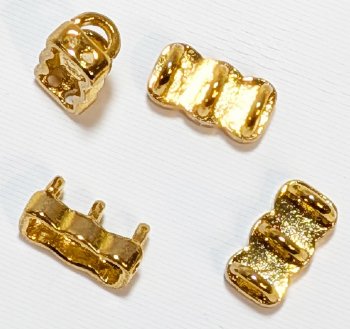 Set of 4, 10x5.5x5.6mm Two Hole Bright Gold Spacer Bar Beads with Loops