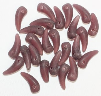25 5x14mm Matte Transparent Amethyst Glass Claw Beads